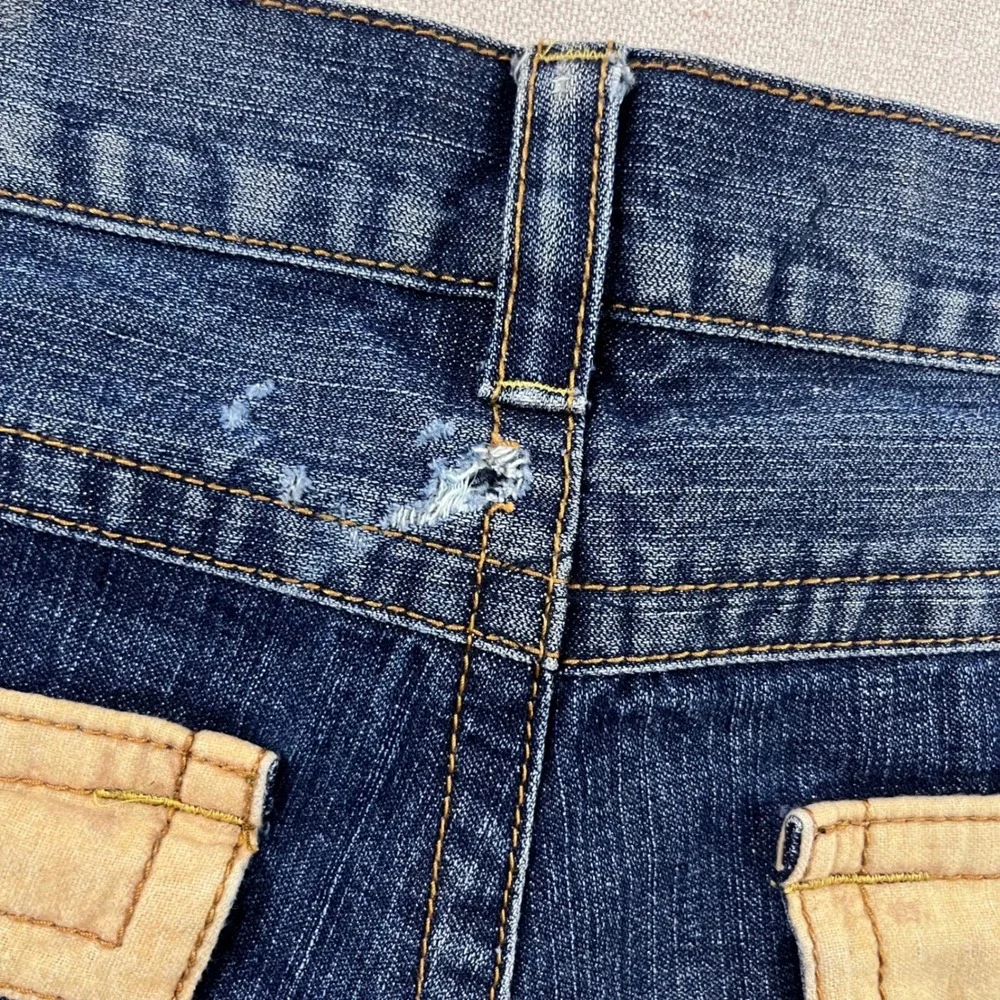 True Religion Billy Super T Jeans Mens 38 Blue Dark‎ Wash Corduroy Flap Pockets